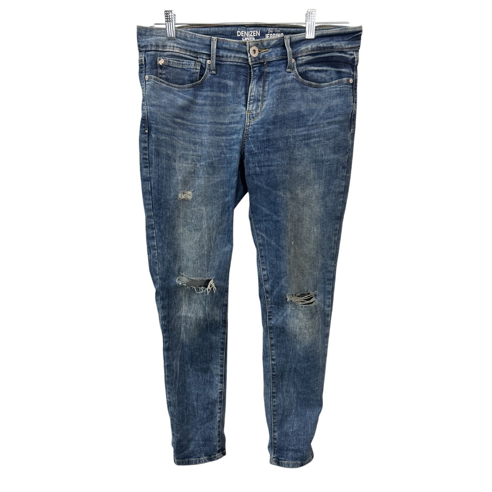 Denizen from Levi's Distressed Low Rise Jegging 13 Blue Ripped Grunge Indie Y2K